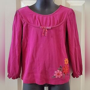2/$12 - Toddler Girl's Long Sleeve Embroidered Detail Shirt